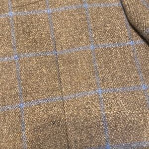 Tommy Hilfiger brown wool sport coat with blue plaid. XL 46L